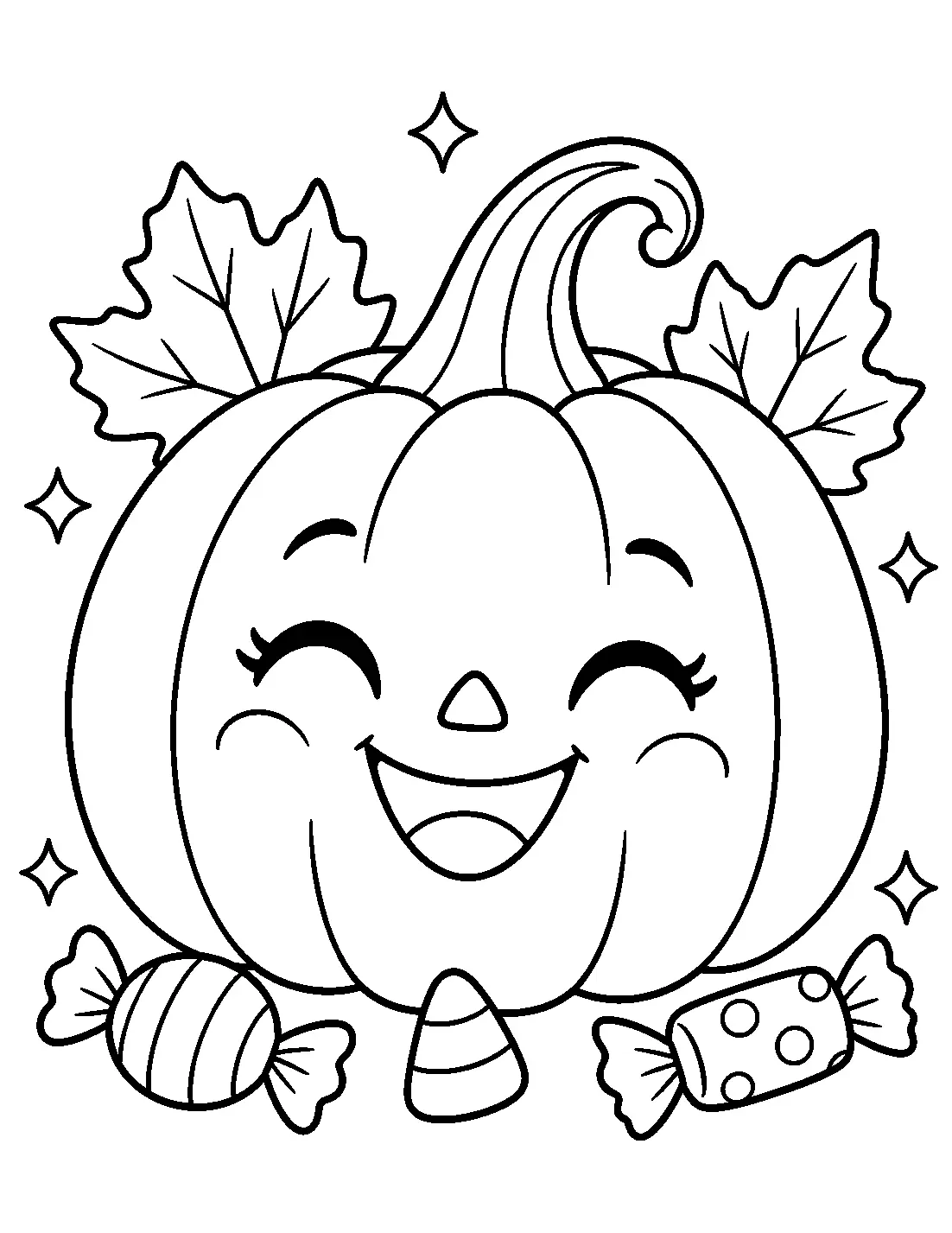 Blank smiling pumpkin coloring page
